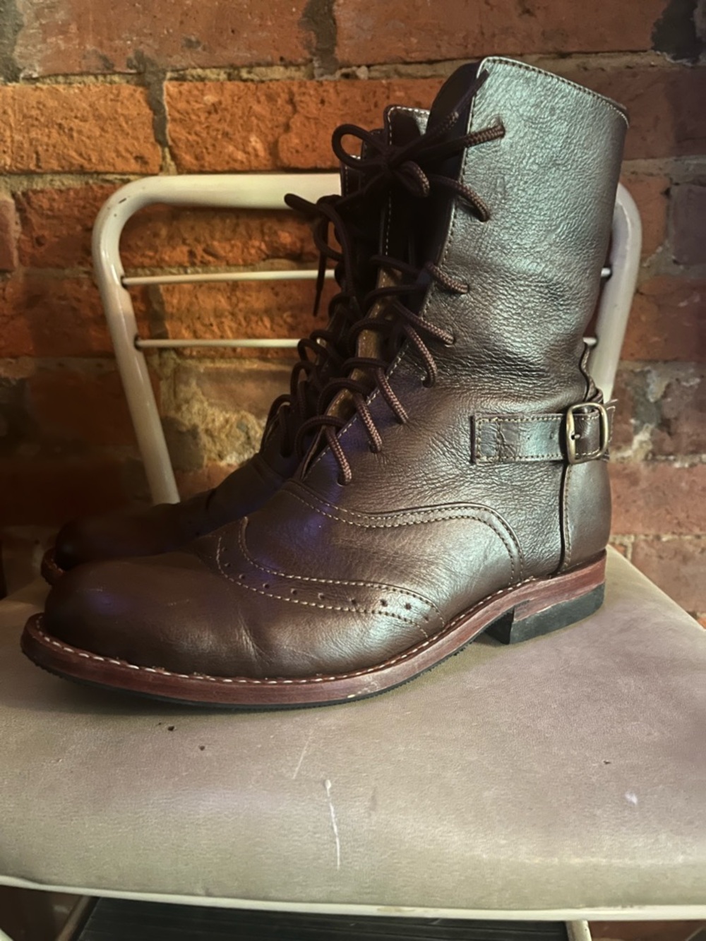 Women’s Brown Genuine Leather Handmade Lace-Up Boots